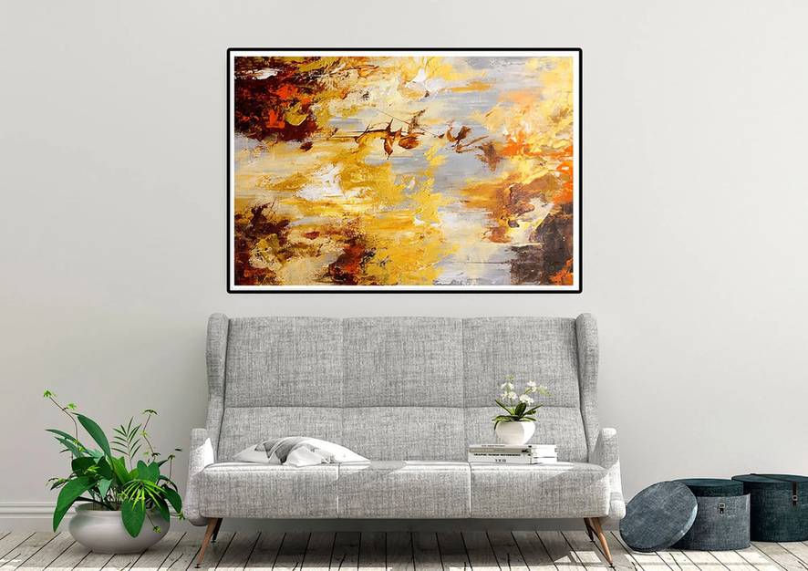 Modern Hand-painted Days Dining Grey Abstract Canvas Artwork 0D5Y8